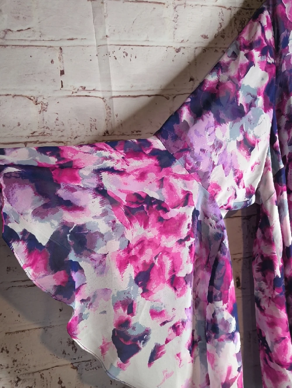 Pink Purple Floral Bell Sleeve Flowy Fit Women's Floral Top Size 3X - Picture 3 of 4